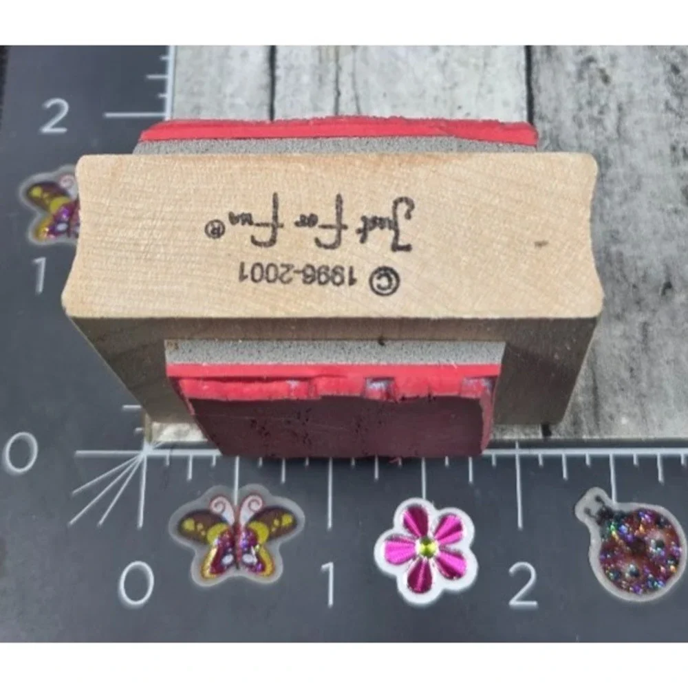 Just For Fun Double Sided Frame Background 2001 Rubber Stamp Wood #A67